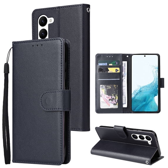 Tarise for Samsung Galaxy S23 Plus Case, Galaxy S23 Plus Wallet Case, Business Simple PU Leather Detachable Wrist Strap Women Men Flip Phone Case Cover for Samsung S23+ 5G (6.6 inch), Darkblue