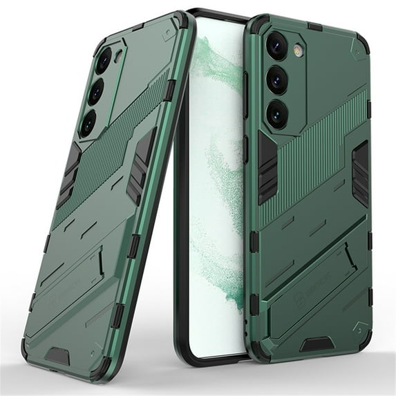 for Samsung Galaxy S23 Plus Phone Case, Kickstand Rugged Shockproof TPU Matte All-Inclusive Lens Protective Shell Hard PC Back Cover Sturdy Case for Samsung S23+ 5G Phone, Green