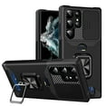 thumbnail image 1 of Tarise for Samsung Galaxy S23 Ultra 5G Case with Card Holder Ring Kickstand Slide Camera Cover S23 Ultra 5g Case Heavy Duty Protection Shockproof Rugged for Samsung S23 Ultra Phone Cover 2023 Black, 1 of 7
