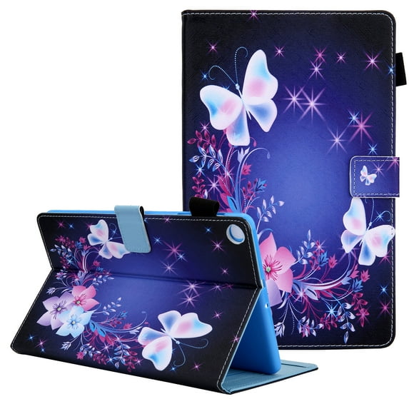 Tarise for Samsung Galaxy Tab A8 10.5 inch Tablet Case, X200 Cover, PU Leather Auto Wake/Sleep Pen Holder Shockproof Anti-Scratch Slim Stand Case Cover for Samsung SM-X200/X205/X207, Butterfly