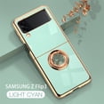 thumbnail image 1 of Tarise for Samsung Galaxy Z Flip 3 5G Phone Case with Ring Holder, Flip 3 Cover, Kickstand Magnetic Plating Frame TPU Shockproof Anti-Scratch Girls Women Men Case Cover for Samsung Z Flip3 5G, Mint, 1 of 12