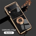 thumbnail image 1 of Tarise for Samsung Galaxy Z Flip 3 5G Phone Case with Ring Holder, Flip 3 Cover, Kickstand Magnetic Plating Frame TPU Shockproof Anti-Scratch Girls Women Men Case Cover for Samsung Z Flip3 5G, Black, 1 of 12