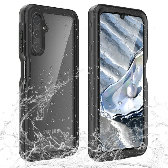 Tarise Waterproof Cover Case for Samsung Galaxy A14 5G, Built-in Screen Protector Dustproof Snowproof Hand Strap 360 Degree Full Protection TPU PC Hybrid Clear Outdoor Case for Samsung A14 5G, Black