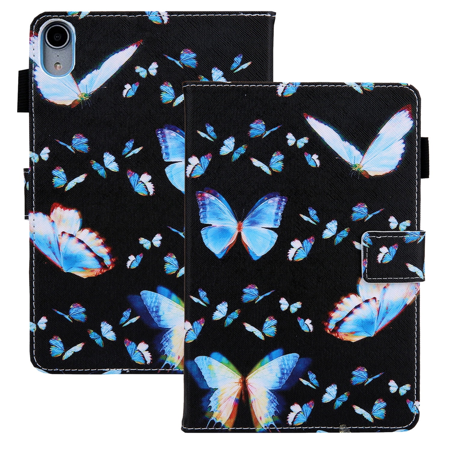 Tarise iPad 10th Generation Case 10.9 inch, iPad 10.9 Covers, PU Leather Auto Wake/Sleep Pencil Holder Shockproof Anti-Scratch Slim Stand Smart Case Cover for Apple iPad 10.9 inch, Blue Butterflies
