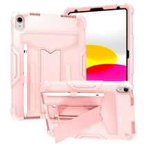 Tarise for iPad 10th Generation Case with Pencil Holder & Kickstand, Shockproof Drop Proof Kids Friendly Rugged Full Body Protective Case Cover for Apple iPad 10.9 Inch 10th Gen 2022, Rosegold