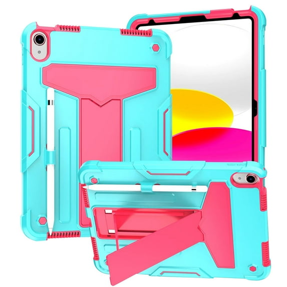 Tarise for iPad 10th Generation Case with Pencil Holder & Kickstand, Shockproof Drop Proof Kids Friendly Rugged Full Body Protective Case Cover for Apple iPad 10.9 Inch 10th Gen 2022, Mint+Rose