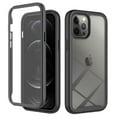 thumbnail image 1 of Tarise for iPhone 12/12 Pro Case with Screen Protector, Shockproof Soft TPU Bumper Rugged Clear Hard PC Back Shell Anti-Scratch All-inclusive Cover for iPhone 12/iPhone 12 Pro 5G 6.1 inch, Black, 1 of 7