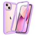 thumbnail image 1 of Tarise for iPhone 13 Case with Screen Protector, Shockproof Soft TPU Bumper Rugged Clear Hard PC Back Shell Anti-Scratch All-inclusive Case Cover for Apple iPhone 13 5G 6.1 inch, Purple, 1 of 5
