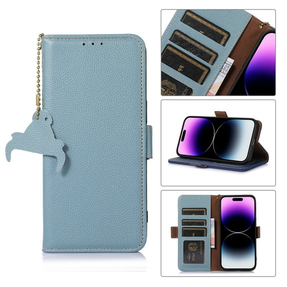 Tarise iPhone 13 Pro Max Case 6.7 inch, Genuine Leather Card Holder RFID Blocking Shockproof Magnetic Kickstand Luxury Business Case Cover fit for Apple iPhone 13 Pro Max 2021 for Men Women, Blue