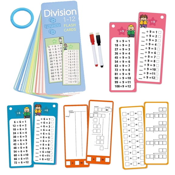 Tarjetas de juegos de matemáticas para matemáticas, tarjetas didácticas de multiplicación y división, juguetes de aprendizaje de división para s 1ml Families Gifts
