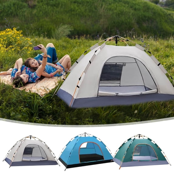 Tarmeek 1-2 Person Pop Up Tent for Camping, Double Layer Waterproof Outdoor Tent with Mesh Windows, Easy Setup Portable Camping Tent for Hiking Travel, Blue