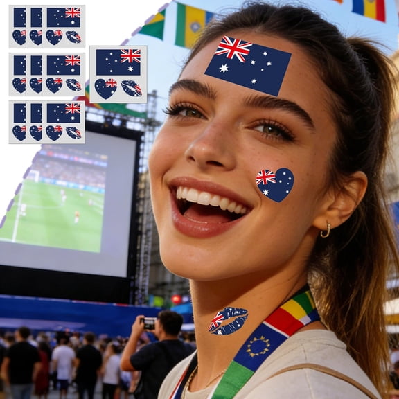 Tarmeek 10 Sheets Glitter Temporary Tattoos for Fan, Multi-Country Flag Patterns Tattoo Stickers, Waterproof Fake Tattoos for Match Viewing, Themed Parties & Bar Decoration, Celebration Supplies
