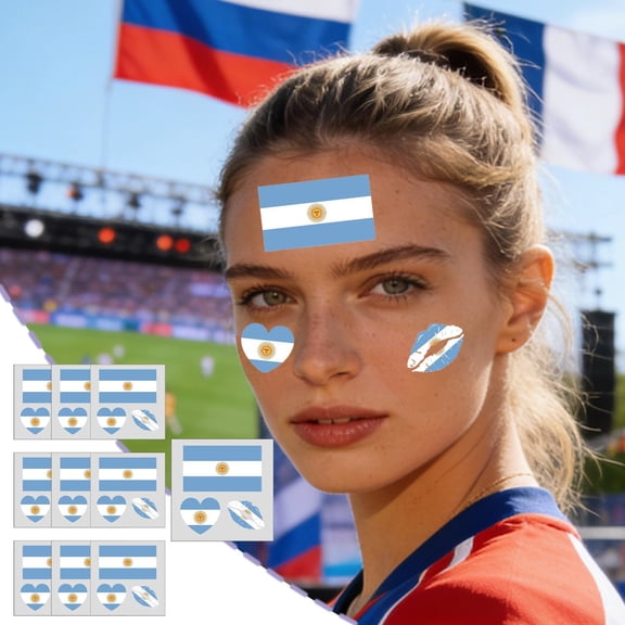 Tarmeek 10 Sheets Glitter Temporary Tattoos for Fan, Multi-Country Flag Patterns Tattoo Stickers, Waterproof Fake Tattoos for Match Viewing, Themed Parties & Bar Decoration, Celebration Supplies