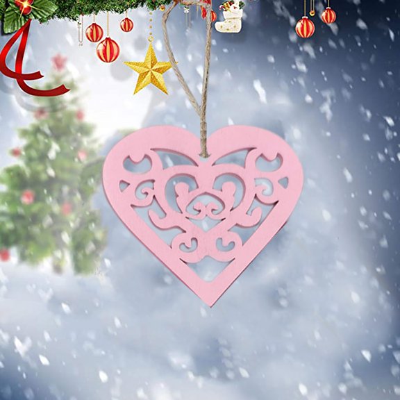 Tarmeek 10PCS Valentines Decorations Heart Wood Ornaments Decoration, Heart Shaped Hanging Decorations Love Heart Embellishments Wood Slices Tag Wedding Ceremony Anniversary Engagement Party Favor