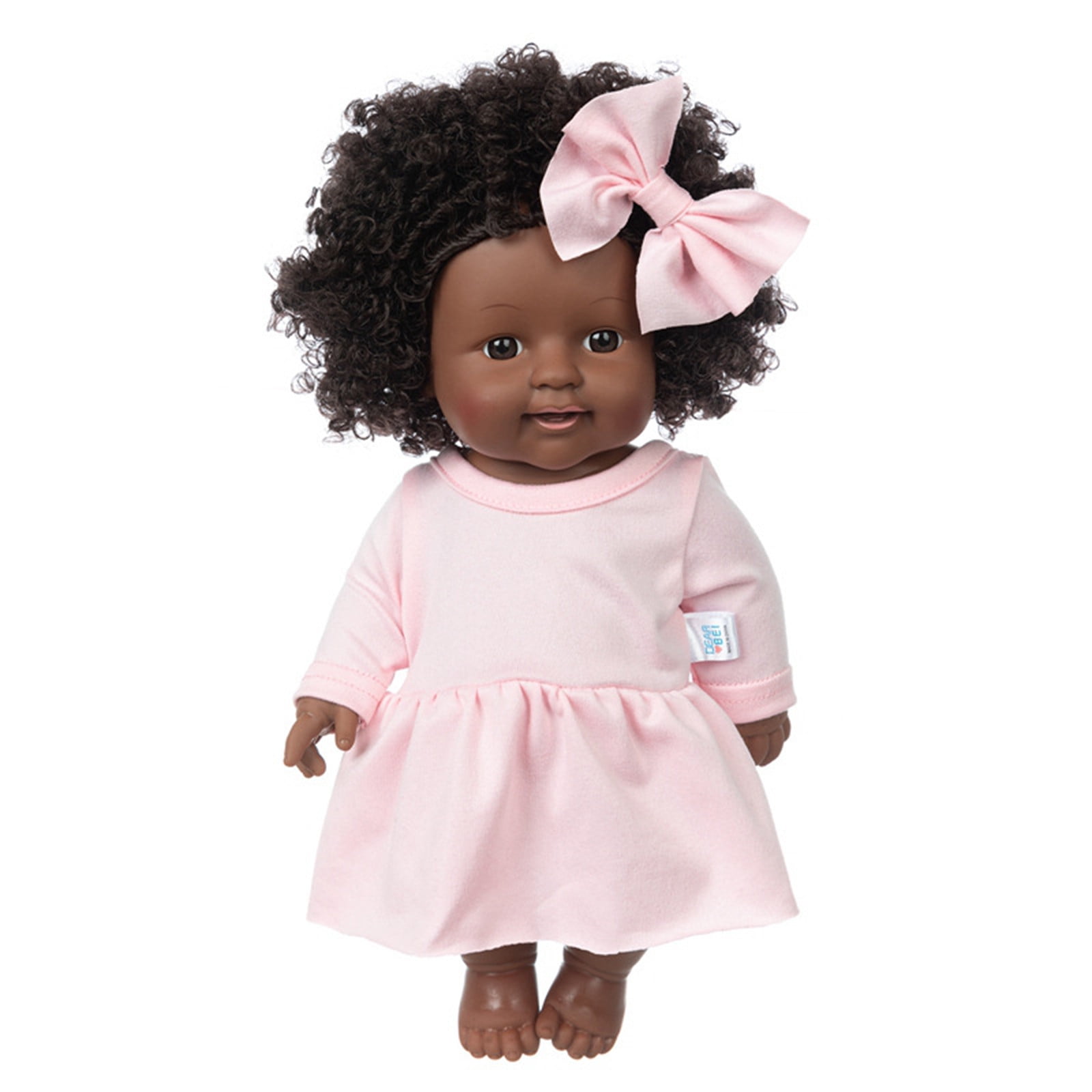 Tarmeek 11.8 Inch Black Baby Girl Doll and Clothes Set African American  Realistic Soft Silicone Washable Dark Skin Baby Doll with Curly Hair  Jumpsuit
