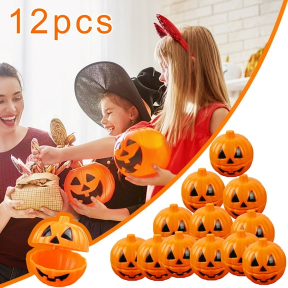 Chmadoxn 12pcs Halloween Pumpkin Candy Box Mini Package Treat Container Gift Boxes Halloween Mini Gift Holder Props (Orange)