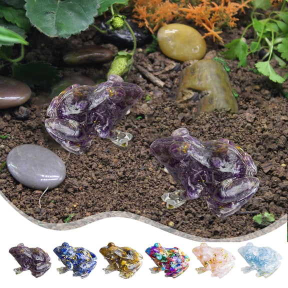 Tarmeek 2 Pcs Cute Purple Resin Frog Aquarium Ornament Hand Painted Fish Tank Frog Decoration for Aquatic Amphibian Habitat Landscape Figurine for Fish Tank Decor