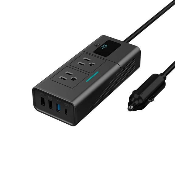 Tarmeek 200W Car Power Inverter DC 12V to AC 110V Converter with Dual USB QC3.0 and PD Fast Charging Ports, Overload Protection, Compact Design for Laptop Phone