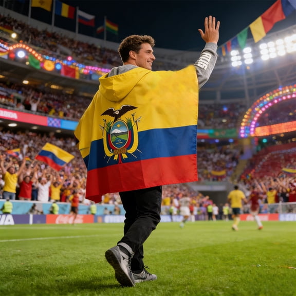 Tarmeek 2026 Ecuador National Flag Soccer Fan Cloak Flag, Soccer Shawl Flag 3x5 Inch, Comfortable Lightweight High-Visibility for Match Day Support Gear for Viewing Parades Travel & Outdoor