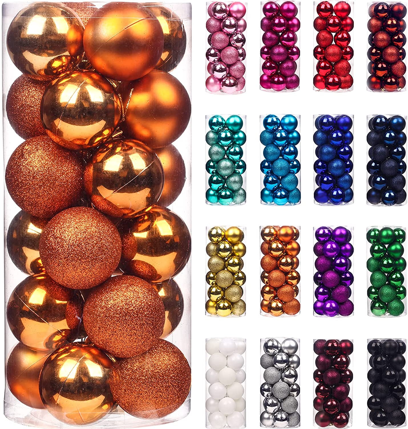Tarmeek 24Pcs Mini Christmas Balls Ornaments, Christmas Tree Hanging Balls Small Shatterproof Christmas Baubles for Xmas Christmas Tree, Hanging Ball for Holiday Wedding Party Decoration