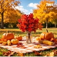 thumbnail image 1 of Tarmeek 2Pcs Artificial Maple Leaf Branch Red Faux Leaf Bouquet for Halloween Decor Thanksgiving Decor Fall Table Centerpiece Autumn Photography Props Indoor Plastic Multi-Branch 33cm, 1 of 6
