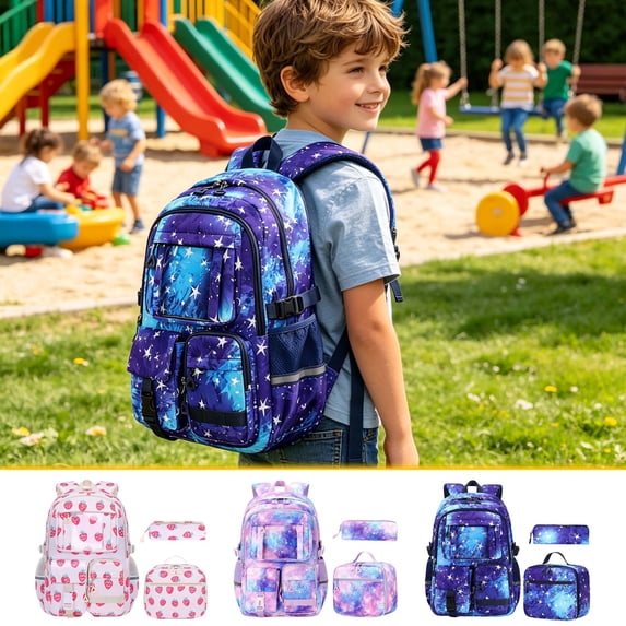 Tarmeek 3-Piece Backpack Set Large Capacity Daily Bag Set with Lunch Bag and Pencil Case Waterproof Breathable Cloth Backpack Kit for Unisex Daily Home/Office Travel