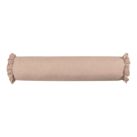 Tarmeek 36x8 Inch Long Ruffle Edge Pillow Brown Polyester PP Cotton Fill for Bed Sofa Couch Living Room Decorative Throw Cushion