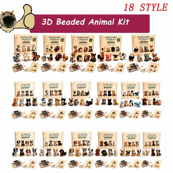 Tarmeek 3D Beaded Craft Kit, 3D Beaded Animal Ocean Theme DIY Kit with 4 Ocean Designs, Sea Creature Beaded Figure Set, Beginner Friendly Complete Set with ABS Beads and Storage Box