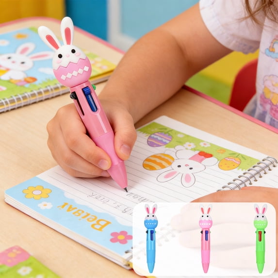 Tarmeek 4-Color Pens Ballpoint, 4 Colors Cute Multicolor Retractable Pens, 0.8mm Smooth Drawing Pens with Bunny Egg Design Ballpoint Pens, Ballpoint Pens for Office
