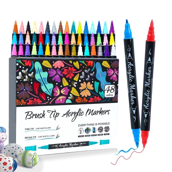 Tarmeek 48 Colors Acrylic Nail Art Pen Set, Fine Tip Professional Nail Polish Brush Drawing Kit for DIY Manicure, Easy to Use Nail Painting Tools for Beginners and Nail Artists
