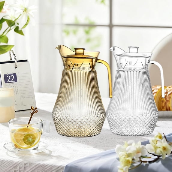 Tarmeek 50 Oz Water Pitcher with Lid, Water Jug Juice Containers with Handle for Fridge, Plastic Transparent Pitcher for Coffee, Iced Tea, Juice and Homemade Beverage