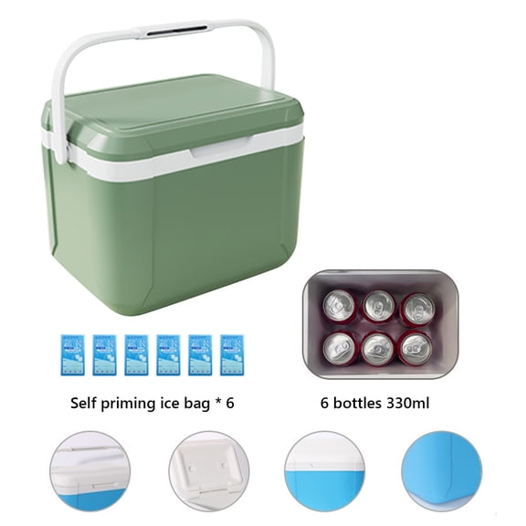 Tarmeek 5L Portable Cooler Box Insulated Picnic Accessories for Outdoor Camping Barbecue Beach Tailgate Party Commercial Use, Reusable Durable Ice Cooler for Food Beverage Storage, Green