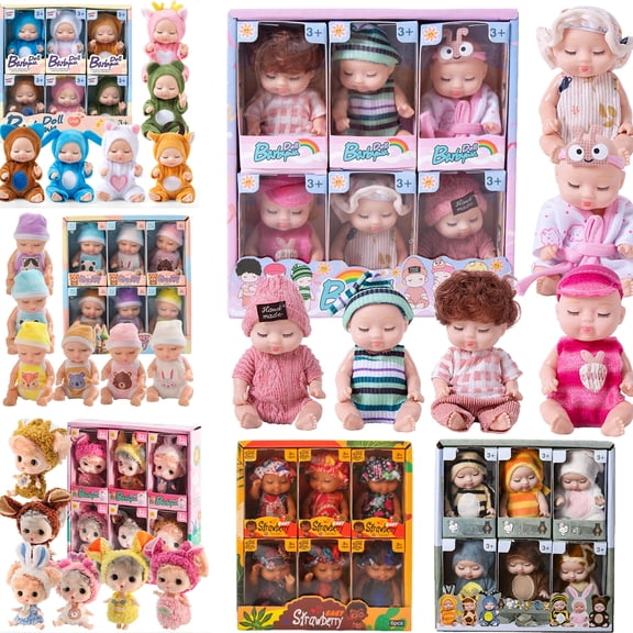 Tarmeek 6Pcs Baby Dolls with Clothes, 4.5 Inch Cute Baby Doll Gifts for Kids,Realistic Reborn Small Baby Dolls Pretend Play Toys for Toddlers Girls 1-3 3-5 5-7 Christmas Birthday Gift Clearance