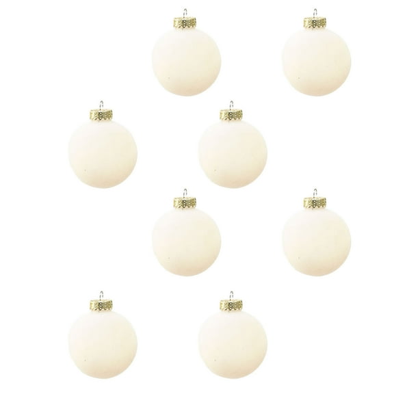 Tarmeek 8Pcs Velvet Christmas Flocking Balls Ornaments for Xmas Christmas Tree, Plastic 3.15 Inch Shatterproof Christmas Tree Decorations Hanging Ball for Holiday Wedding Party Decoration