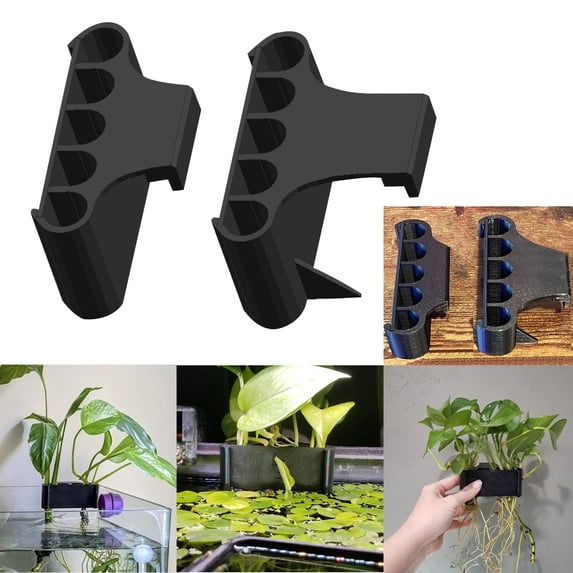 Tarmeek Aquarium Plant Holder Rack for Fish Tank Border, Hydroponic Plant Cultivation Rack with Hooks and Suction Cups for Pothos Water Plants, Easy Installation Aquascaping Accessory
