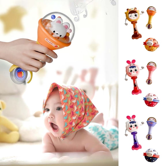 Tarmeek Baby Rattles Hand Toys Set for Toddlers 0-6 Months,Music Sound Sensory Early Learning Toy for Infants 6-12 Months,Soft Interative Shaking Teethers for Christmas Birthday Boy Girl Presents