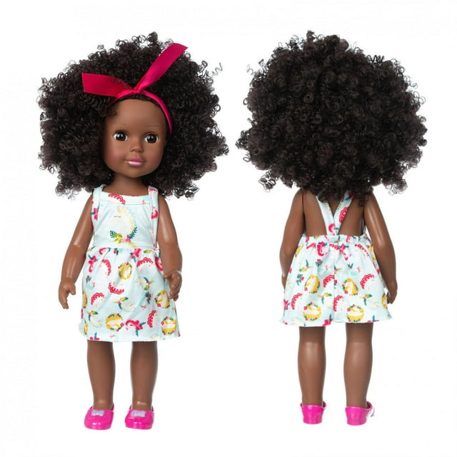 Tarmeek Black Dolls 13.78in American African Girl Baby Doll for Kids Aged 2 3 4 5 6 7 Years Play Doll Reborn Baby Toy Doll - Life Size Soft Adjustable Perfect for Birthday - on Clearance