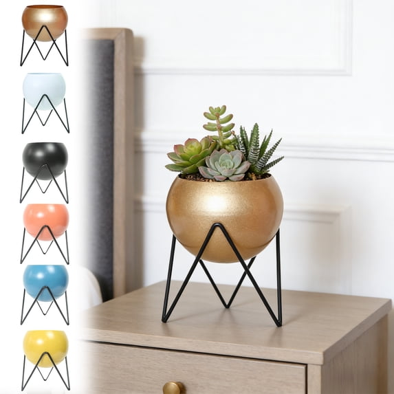 Tarmeek Black Wrought Iron Plant Container - Modern Minimalist Planter for Indoor Outdoor Home Garden, Versatile Design for Succulents Herbs and Greenery