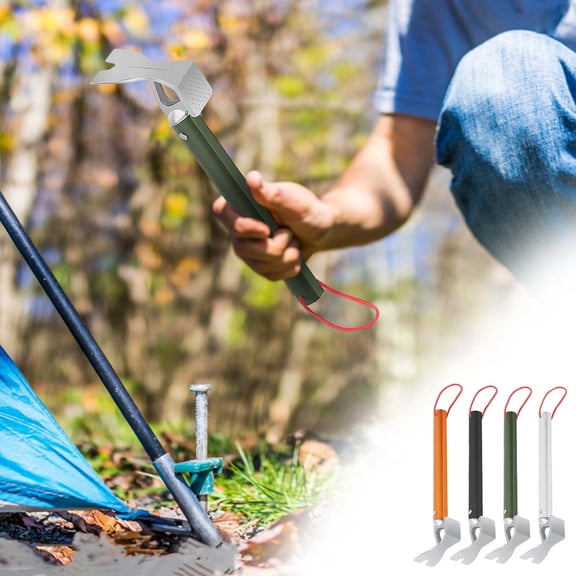 Tarmeek Camping Hammer with Hook, 12 Inch Lightweight Aluminum Tent Stake Hammer with Peg Puller, Portable Multi-Tool for Outdoor Hiking, Camping, and Travel, Orange