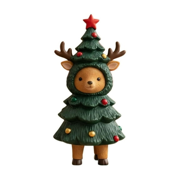 Tarmeek Christmas Cute Mini Animals Tree Figurines Tabletop Decoration, 2.2 Inch Resin Xmas Centerpieces Hanging Ornaments Pendant for Holiday Party Home Decor Christmas Decoration Indoor