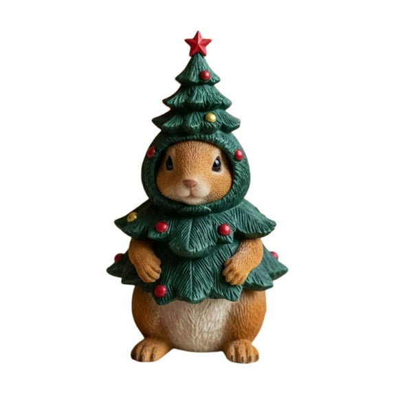 Tarmeek Christmas Cute Mini Animals Tree Figurines Tabletop Decoration, 2.2 Inch Resin Xmas Centerpieces Hanging Ornaments Pendant for Holiday Party Home Decor Christmas Decoration Indoor