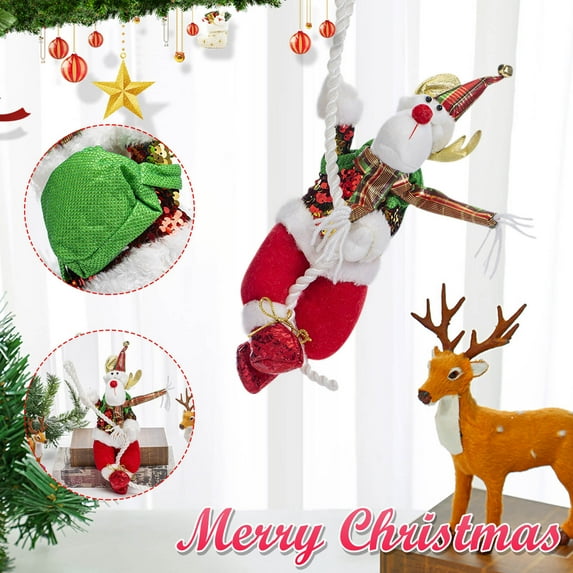 Tarmeek Christmas Decorations Christmas Climbing Rope Deer Doll Shopping Mall Window Ceiling Hanging Christmas Decorations Gifts Xmas Tree Ornaments