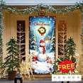 thumbnail image 1 of Tarmeek Christmas Door Cover Decorations, Cute Snowman Backdrop Front Door Cover Xmas Decor Hanging Banner, Photography Background for Home Holiday Christmas Decorations, 1 of 6