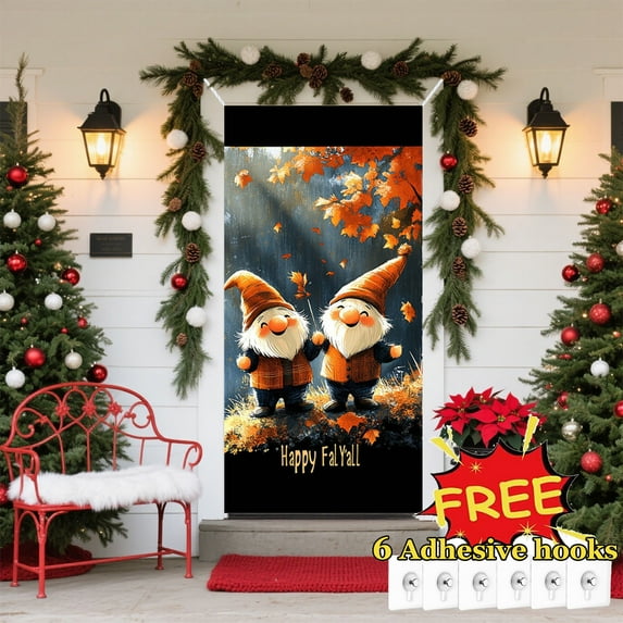 Tarmeek Christmas Door Cover Decorations, Santa Claus Backdrop Front Door Cover Xmas Decor Hanging Banner, Photography Background for Home Holiday Christmas Decorations