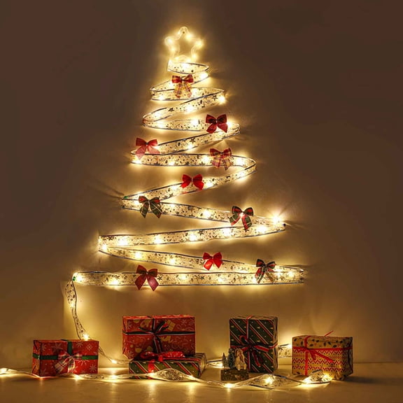 Tarmeek Christmas Fairy Lights,6.5FT LED Bow Ribbon Christmas Lights Battery Operated String Lights for Christmas Tree Xmas Birthday Party Holiday Decoration Indoor and Outdoor Decoration