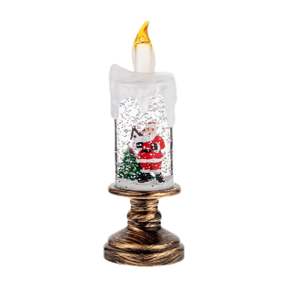 Tarmeek Christmas Flameless Candles Tabletop Decoration, Battery Operated Lighted Flameless Candles Xmas Snow Globe Candle Ornaments for Holiday Party Home Decor Christmas Decoration Indoor