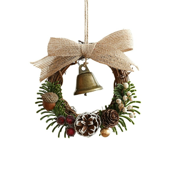 Tarmeek Christmas Hanging Ornaments with Bow and Bells, Christmas Wreath Hanging Decorations for Christmas Tree New Year Party Window Home Garden Wedding Decoration
