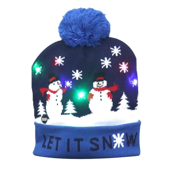Tarmeek Christmas Hat LED Light-up Santa Hat Unisex Woolen Thermal Knitted Cap Xmas Holiday Hat for Adults Kids Christmas Gifts Christmas Decorations