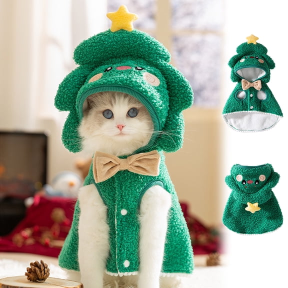 Tarmeek Christmas Pet Cape Costume with Hood, Adjustable Closure, Soft Warm Cloak for Halloween Party Dress Up, Cosplay Outfit for Small Medium Dogs Cats