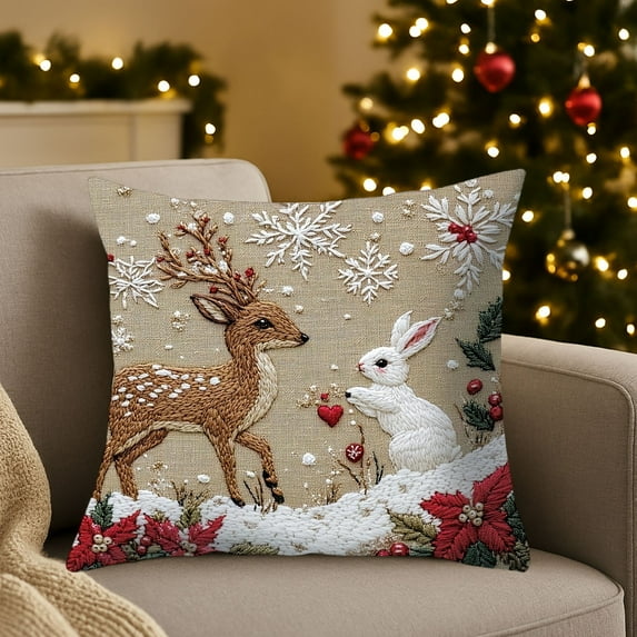 Tarmeek Christmas Pillow Covers 18x18 Inch Christmas Decorations, Seasonal Winter Xmas Holiday Decor Christmas Tree Throw Pillow Covers for Home Decor Christmas Decorations Indoor